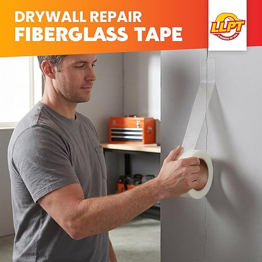 LLPT Drywall Repair Fiberglass Joint Tape 2” x 100 Ft Industrial Grade Extra Strength Fiber Mesh Heavy Duty Self Adhesive for Seam Patch Wall Crack Seam Repair Color White (DRF210)