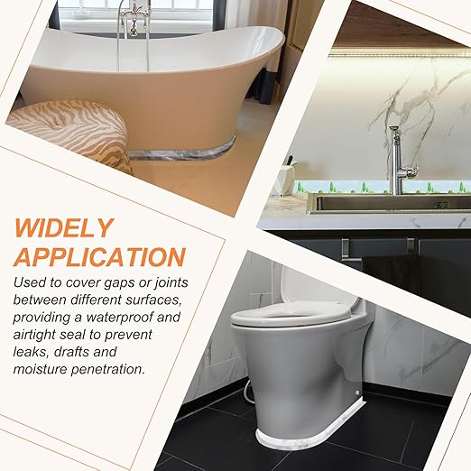 PATIKIL Caulk Tape Waterproof Self Adhesive, PVC Toilet Caulking Sealant Strip Bathtub Caulk Sealing Strip Tape for Bathroom Kitchen Countertop, Ink Painting (1.5 Inch x 16.4 Ft)