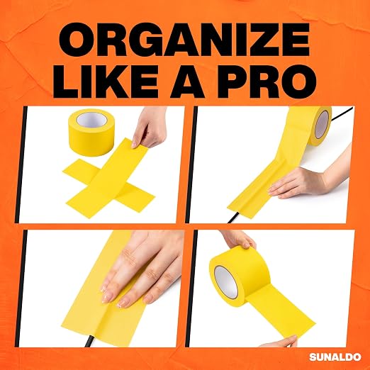 Gaffers Tape Heavy Duty, Easy to Rip, Residue-Free Professional Grade Floor Tape for Electrical Cords, Matte Finish Non Reflective, Weather Resistant (1, Yellow, 3" x 30 Yards)