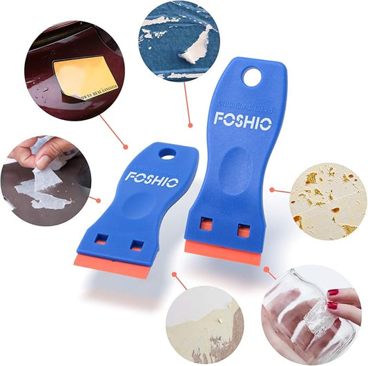 FOSHIO 20PCS Blue Plastic Razor Blade Scraper Tool for Gasket Remover, Sticker Remover, Labels Decal and Adhesive Remover for Windows and Glass