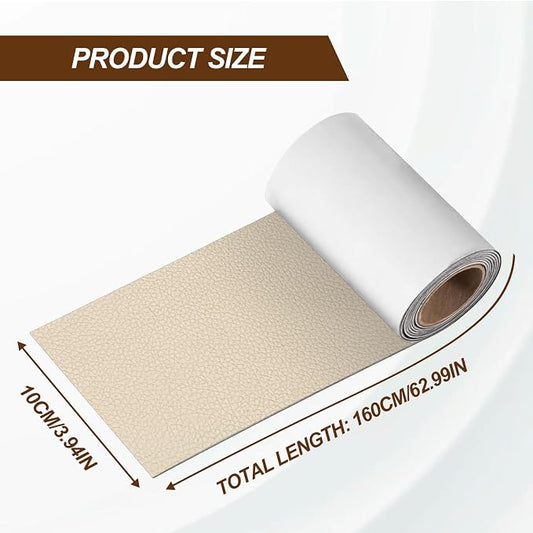 Leather Repair Patch Tape Beige 4 x 63 Inches Self Adhesive Leather Repair Kit for Excellent Adhesion Leather Repair Patch Self Adhesive for Car Seat, Motorcycle Seat, Automobile Parts