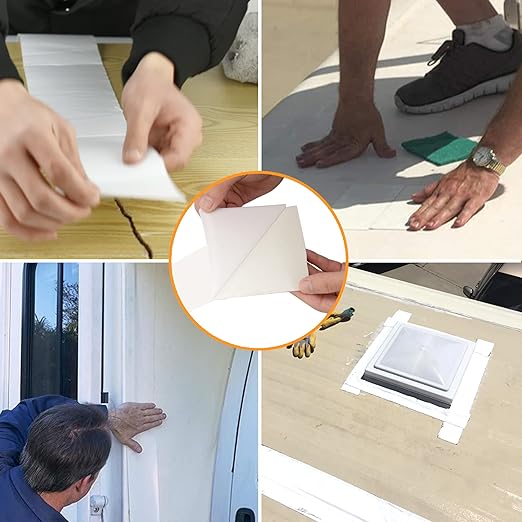 CircleRoad RV Roof Tape White 2 Pack, 4 Inch X 50 Feet RV Repair Sealant Tape, Stop Camper Roof Leaks, UV-Resistant, Weatherproof and Reliable for Camper, Trailer, Boat (4In-50FT 2Pack)
