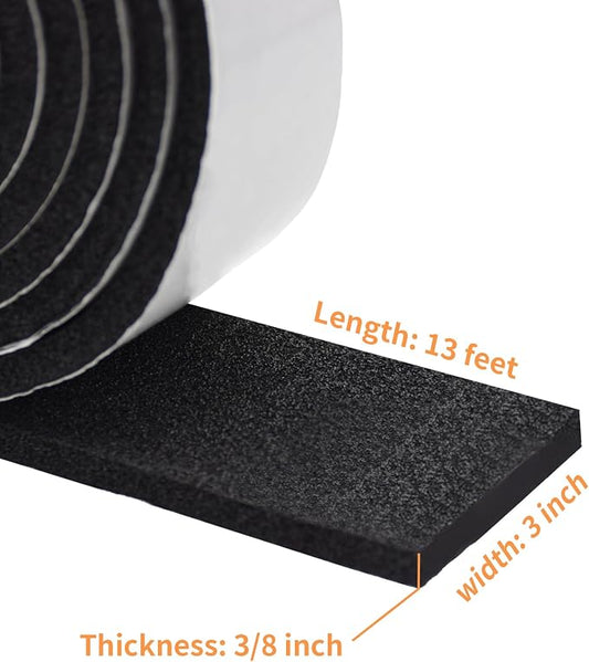 DOBTIM Pipe Insulation Foam Wrap Tape, Self Adhesive with High Resilience for Pipe Insulation Wrap 13 Ft Long x 3 Inch Wide x 3/8 Inch Thick