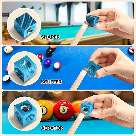 GSE Games & Sports Expert Billiard Pool Cue Tip Tool, Stick Scuffer/Shaper/Aerator/Joint Protector Tool, Billiard Accessories