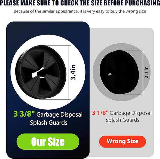 3 3/8" Garbage Disposal Splash Guard Sink Baffle QCB-AM Replacement for InSinkErator Evolution Series, Upgraded Funmit Removable Quiet Collar Drain Plugs, Garbage Disposer Accessories, Black