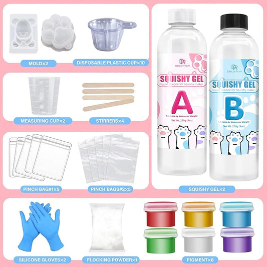 Gel for Taba Squishy Kit, 18oz Liquid Silicone Super Soft Fast Cure for Squishy Maker, All-in-1 Squishy Making Rubber for Cat Paw Casting Hamster Molding, Stress Relief Decompression Craft Adult Hobby