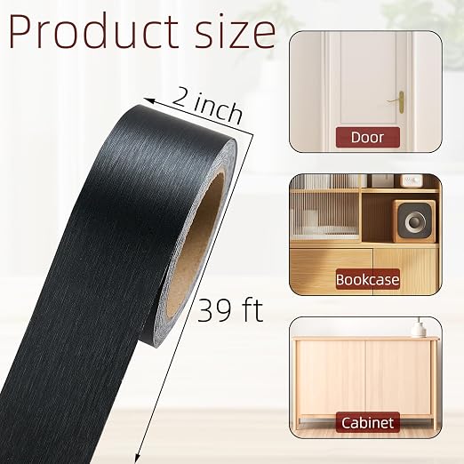 Black Mirror Border Peel and Stick, 2 Inch X 39 Ft Adhesive Tape for Furniture, PVC Self-Adhesive Border Waterproof Bathroom Mirror Frame Sticker for Cabinet, Door, Photo Frame