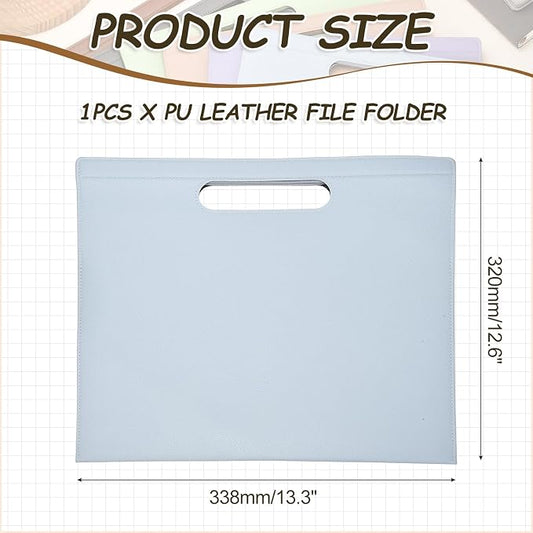 PATIKIL Leather Folder, 13.3x12.6 Magnetic Leather Document Holder File Folder PU Pouch Bag Portfolio File Organizer Handbag Personal Envelope Waterproof for Traveling Men Gift, Blue
