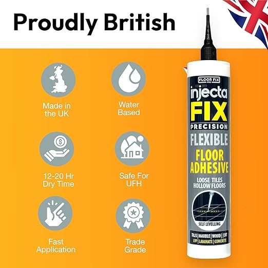Floor-Fix Pro Injectafix Tile Repair Kit – Extra Strength Tile Adhesive for Loose & Hollow Floor Tiles, Wood, Laminate & LVT – Injection Repair Glue with Stainless Steel Precision Tip 10.1 fl oz (4)