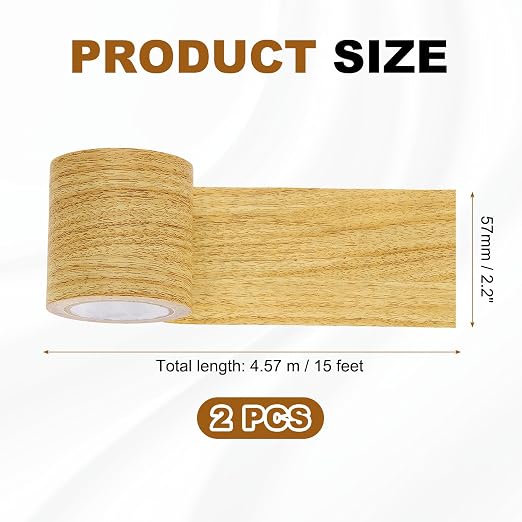 uxcell 2 Pcs Wood Grain Repair Tape, 2.2" x 15ft Self Adhesive Wood Grain Colored Duct Tape Waterproof Repair Patch for Furniture Floor Scratch Fix, Baseboards, DIY Decor, Golden Pine
