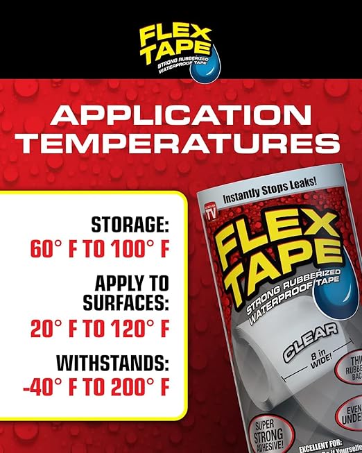 Flex Tape, Mini, Clear, 3-Pack, Original Thick Flexible Rubberized Waterproof Tape - Seal and Patch Leaks, Works Underwater, Indoor Outdoor Projects - Home RV Roof Plumbing and Pool Repairs
