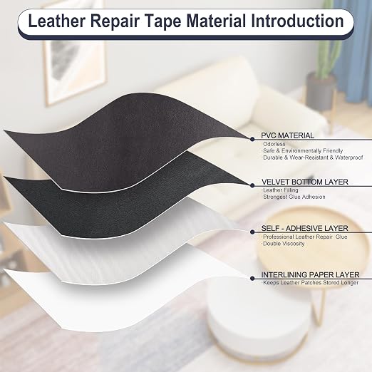 Leather Patches for Furniture,Self Adhesive Leather Repair Patch,Leather Patch Tape kit for Couch,Car Seat,Motorcycle seat,Loveseat (Dark Brown, 3.1"x 60"(Fine-Grained))