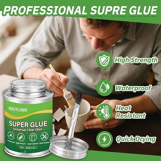 Super Glue,Clear Glue with Brush,All Purpose Strong Adhesive,Instant Superglue Multi-Purpose Glue for Wood,Ceramic,Leather,Plastic,Glass,Metal,Rubber,DIY Crafts