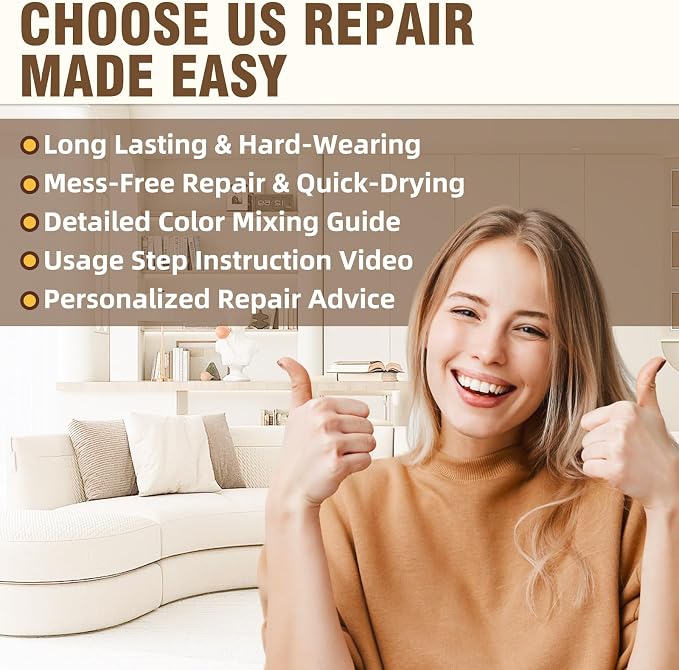 Vigorder Cream Leather Repair Kit for Furniture, Vinyl Repair Kit for Car Interior, Sofa, Purse and Jacket, Restore Any Material with Super Easy Instructions to Fix Scratches, Tears, Holes, Peeling