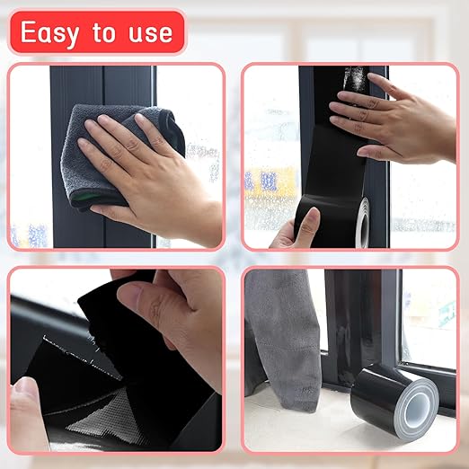 Birllaid Black Window Sealing Tape, Window AC Insulation Tape, 3 Inch x 65 FT Waterproof Blocker for Cold Heat Air, Windproof, No Residue Strong Adhesive
