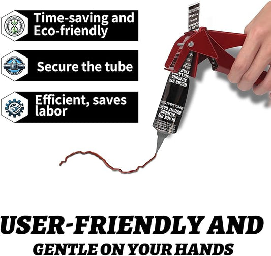 Tube Extrusion Tool - Efficient RTV and Silicone Dispenser That maximizes The use of All Material in The Tube and Prevents Material Waste(Red)