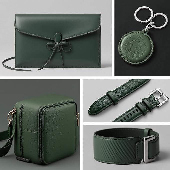 RingSun 12''X24'' Green Leather Sheets for Crafts (2mm), Full Grain Leather Tooling Leather