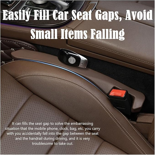 Leather Car Seat Gap Filler Universal for Car, SUV, Truck Fit Organizer Fill The Gap Between Seat and Console Stop Things from Dropping, Set of 2 (Brown)