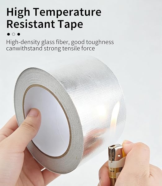 Aluminum Foil Tape 3In x 66Ft, Duct Tape Heavy Duty High Temperature Tape Waterproof for Dryer,Vent,Ductwork,Fireplace