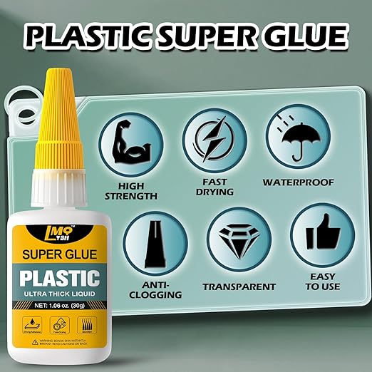 Plastic Super Glue Liquid, Clear Instant Cyanoacrylate Glue for Plastic Model 3d Printing PLA Airplane Miniatures Heavy Duty, All Purpose Superglue for Metal Rubber Wood Ceramic, Strong and Waterproof