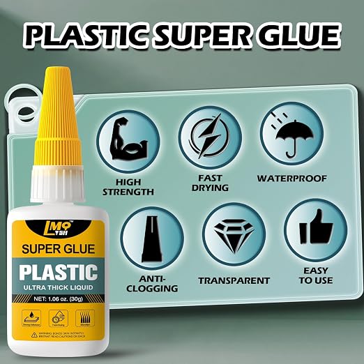 Plastic Super Glue Liquid, Clear Instant Cyanoacrylate Glue for Plastic Model 3d Printing PLA Airplane Miniatures Heavy Duty, All Purpose Superglue for Metal Rubber Wood Ceramic, Strong and Waterproof