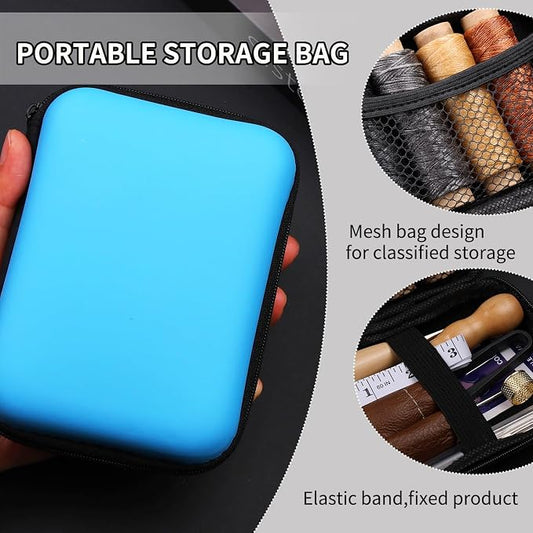 MORFEN Leather Sewing Kit, Leather Stitching Kit with Sewing Awl, Needles, Waxed Thread, Upholstery Repair Kit, Heavy Duty Sewing Tools for Hand Stitching Car Seats, Sofa, Carpets, Shoes, DIY Craft