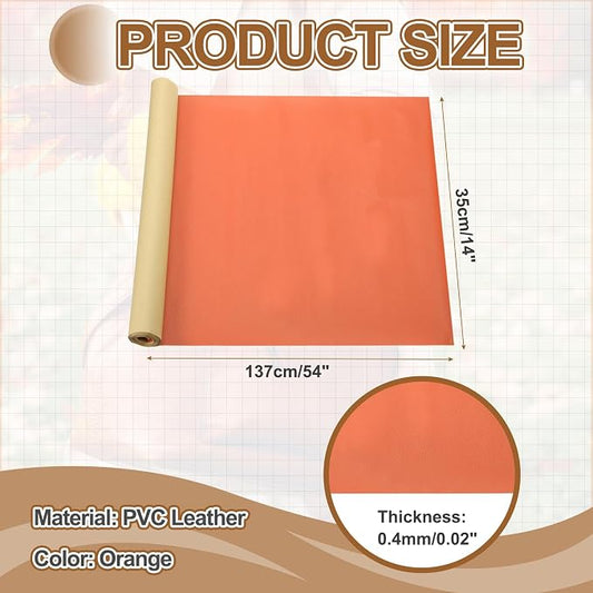 MECCANIXITY Leather Repair Patch 14"x54" Self-Adhesive Leather Vinyl Repair Tape Kit for Furniture Couches Sofa Chair Car Boat Seats Jackets, Orange