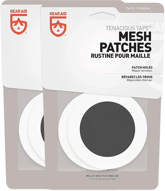Gear AID Tenacious Tape Mesh Patches for Repairing Holes in Tents, Bug Screens, Mosquito Netting, No-See-ums and More, 3” Rounds