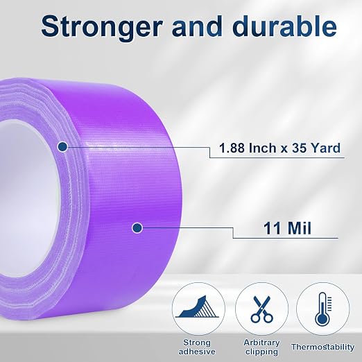 Purple Duct Tape Heavy Duty, 1.88 Inch x 35 Yard Waterproof Strong Adhesive Duct Tape for Indoor Outdoor Repairs Tear by Hand, 1 Roll