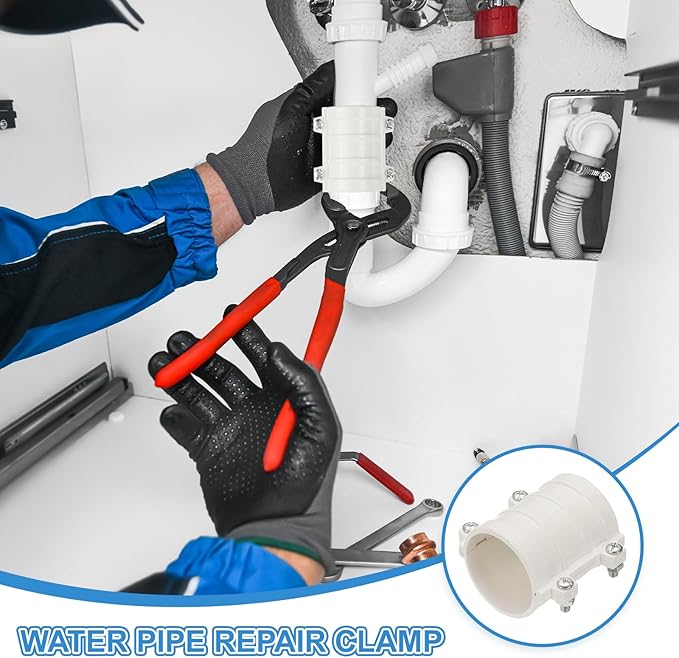 PATIKIL 2-15/16" Water Pipe Repair Clamp PVC Leak Sealer for OD 75mm PE/PPR/Pipes and Plumbing (Length 3.1 Inch), White