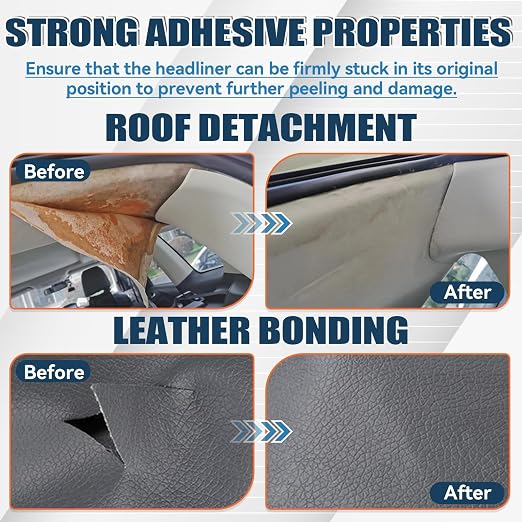 Headliner Repair Glue - Car Headliner Adhesive with Brush, Upholstery Glue for Cars, Headliner Repair Kit, Car Roof Liner Fabric Adhesive Ideal for Automotive interiors, Leather (3.53, Fluid Ounces)