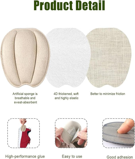 6 Pairs Forefoot Cushion Pads, Soft Shoe Tongue Pads Invisible Shoe Insert Self-Adhesive Felt Tongue Pads Non-Slip Shoe Back Sticker Shoe Filler for Women Men Loose Canvas Leather Shoe