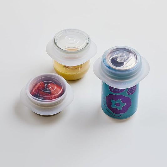 Stasher Premium Reusable Silicone Stretch Lids, Clear, 3pk of 2.5” Lids, Airtight Seal, Food Container Covers, BPA Free, Leak-free, Dishwasher Safe, Microwave Safe, Eco-Friendly