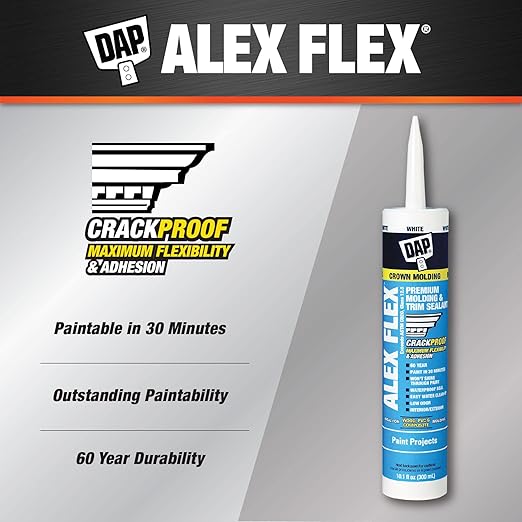 DAP Alex Flex Premium Molding & Trim Siliconized Sealant, White, 10.1 Oz (7079818542)