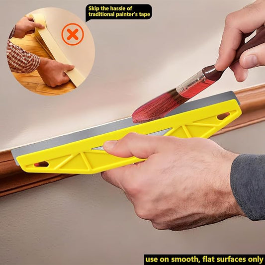 12-Inch Paint Edger & Trim Guard | Stainless Steel Straight Edge Tool | Painters Tape Alternative | Creates Crisp, Clean Pro-Grade Lines on Walls & Ceilings(Yellow)