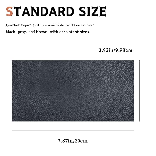 Black Self-Adhesive Leather Repair Patch Tape Kit, 8 x 4 Inch Waterproof & Scratch-Resistant Leather Patches for Car Seat, Furniture, Couch, Sofa, Office Chair, Vinyl Repair Tape Kit