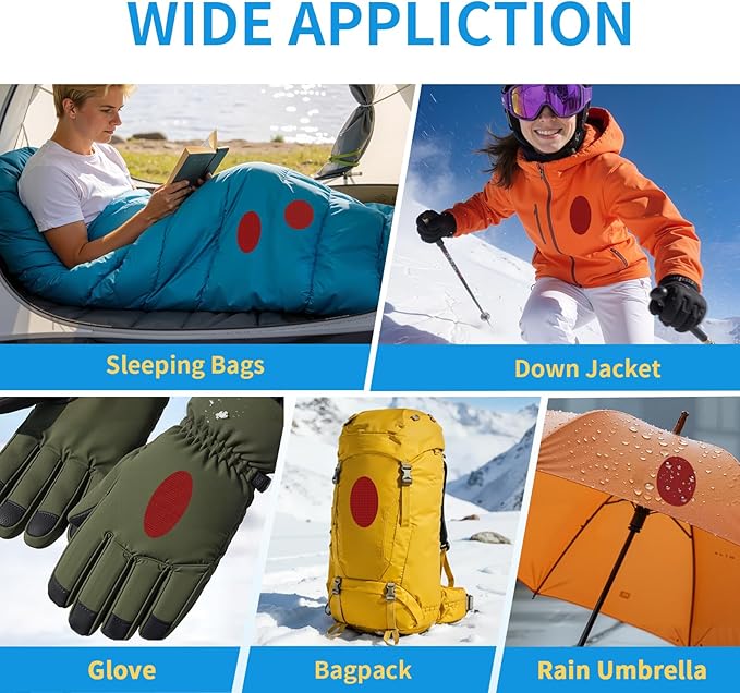 Waterproof Self-Adhesive Nylon Patches for Tent Repair Kit, 24pcs Outdoor Gear Tenacious Repair Tape, Fabric Patches for Clothes, Down Puffer Jacket, Tent, Sleeping Bag, Backpack, Red