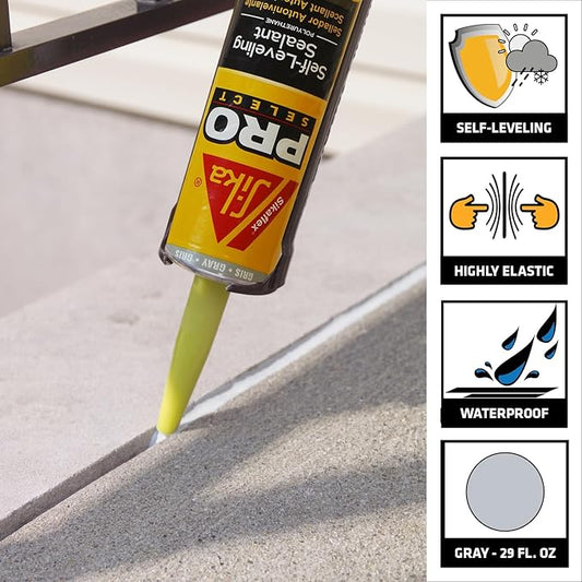 Sikaflex Self Leveling Polyurethane Sealant, Gray | Accelerated Curing | For Concrete Joints | 29 fl. oz | Pack of 2