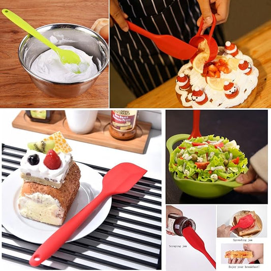 Silicone Spatulas Set, Rubber Spoon Spatula Heat Resistant Spoonula One Piece Design Seamless Spatula Non-Stick Scrapers Baking Mixing Tool (Pink)