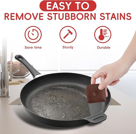 Pan Scraper, 10 Pcs Pot Scraper, Pan Scraper Plastic, Multifunctional Scraper Tool for Kitchen, Non-Slip, Food Safe, High Heat Resistant