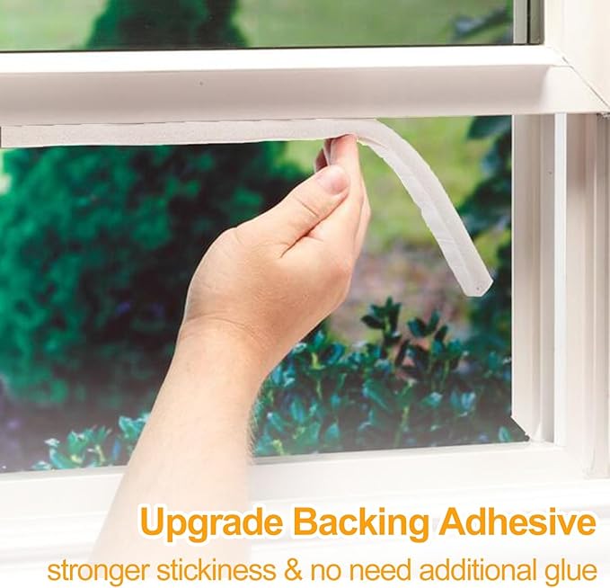High Density Foam Tape Air Conditioner Window Seal, 2x1 Inch Thick Foam Stripe with Adhesive for Window AC Insulation, Weather Stripping for Doors and Windows Insulation, AC Foam Tape, White