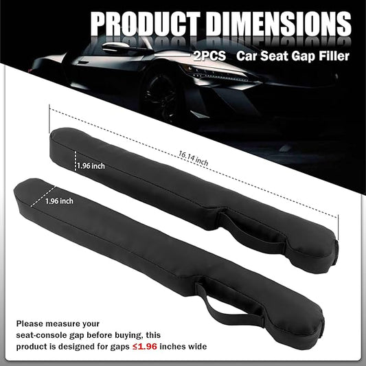 2026 New Car Seat Gap Filler 2 Pack,Leather Seat Gap Filler Strip with Fix Strap to Avoid Items from Falling,Universal Car Seats Gaps Plug Cars Interior Accessories