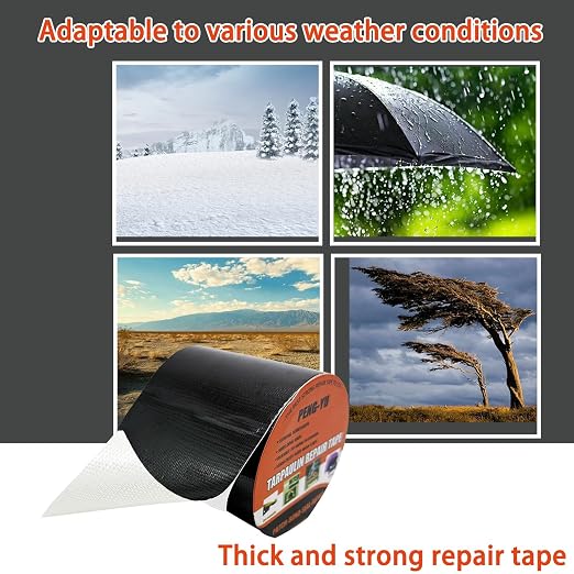 Heavy Duty Awning Repair Tape, Waterproof Strong Adhesive Patch, Instant Fix Tape for Tent, Boat Covers, Tarp, Sail, Canopy, Canvas, Tarpaulin, 4INX20FT, Black