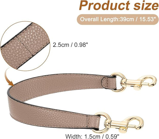 uxcell 14.17 Inch PU Leather Short Bag Strap with Clasp, Purse Handles Handbags Replacement Straps for Clutch Bag Underarm Bags, Tawny, Gold Buckle