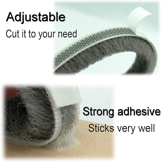 Weather Stripping Brush for Sliding Windows/Doors Frame Side,Pile Self Adhesive Weatherstrip Seal Strip Sealer Draft Stoppers (32ft x11/32 Backing x 9/16 Brush inch, Grey)