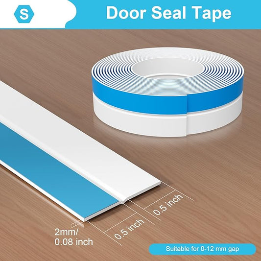 Thickened Weather Stripping Door Seal, Gap Seal for Frame and Gaps Draft Stopper,Glass Shower Door Sweep, White, 20 Feet x 1 Inch