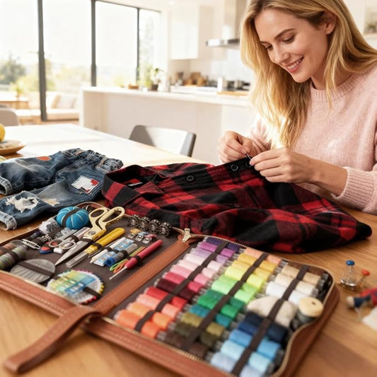 Cebelo Large Sewing Kit for Adults: 232 Pcs Sewing Supplies for Hand Mending Clothes Emergency Repair for Home Travel Dorm - 2026 Christmas Gifts for Mom Grandma Students Beginner (Brown)