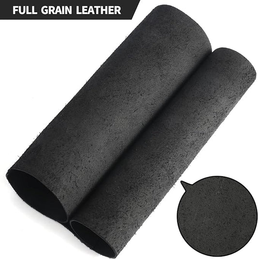 RingSun Genuine Leather Sheets for Leather Craft (2mm), Full Grain Leather for Tooling Craft Sewing(12''X24'', Black)