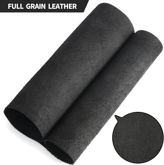 RingSun Genuine Leather Sheets for Leather Craft (2mm), Full Grain Leather for Tooling Craft Sewing(12''X12'', Black)