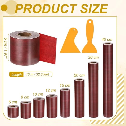 PATIKIL Wood Grain Repair Tape, 2" x 33' Self Adhesive Realistic Wood Tape with Scraper Durable Repair Patch for Furniture Floor Window Door Table DIY Home Decor, Walnut